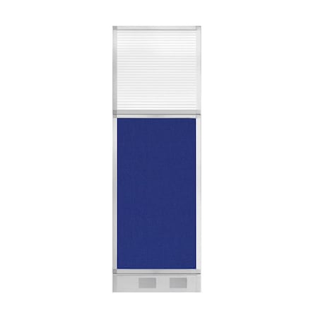Versare Hush Panel Cubicle Partition 2' x 6' Royal Blue Fabric Clear Fluted Window w/ Cable Channel 1856205-1